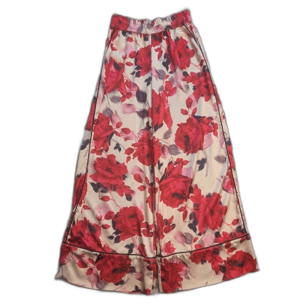 Victoria's Secret Floral Satin Wide Leg Bell Bottom Pajama Pants Size S